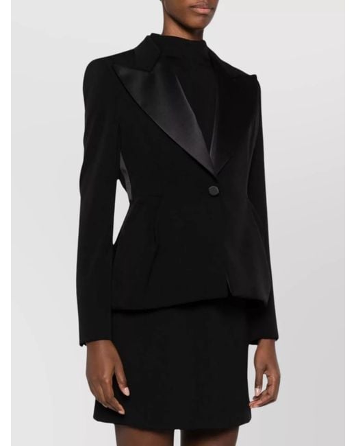 Max Mara Black Wool Single-Breasted Peplum Blazer