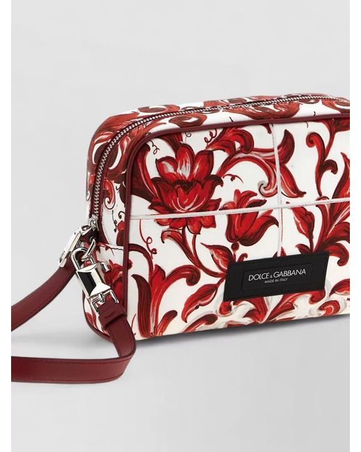 Dolce & Gabbana Red Leather Majolica Print Clutch Bag for men