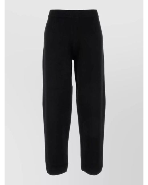 MM STUDIO Black Viscose Blend Dula Pants Elastic Waistband