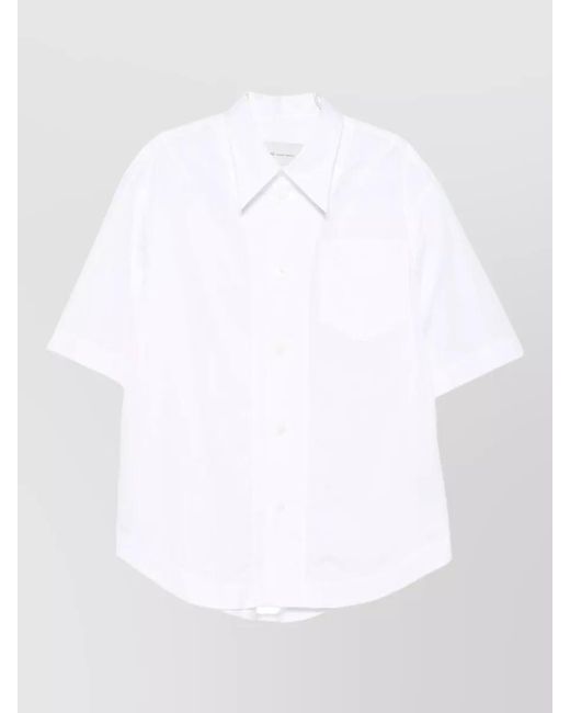 AMI White Short Sleeve Straight Shirt Collar Chest Pocket for men