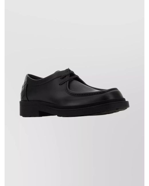 Bottega Veneta Black Leather Lace-Up Shoes for men