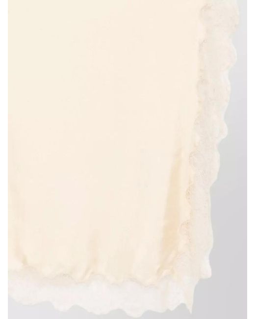 Zimmermann Natural Wool Stole Floral Lace Trim Satin