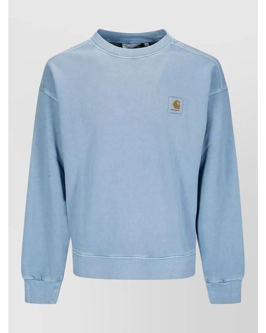 Carhartt Blue Logo Crew Neck Cotton Sweatshirt for men