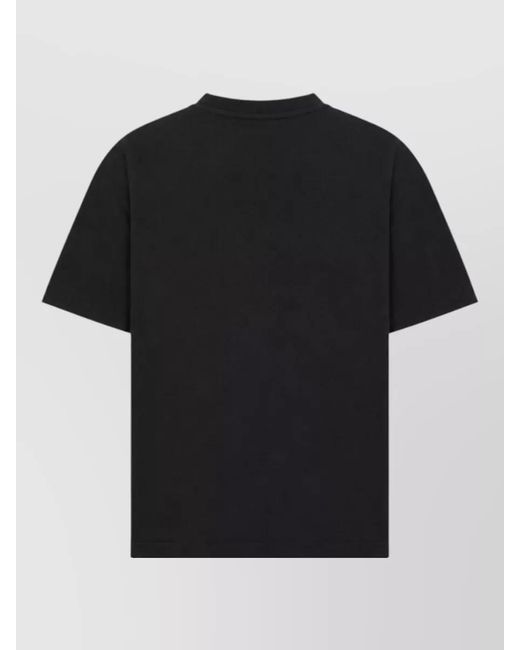 Palm Angels Black Cotton Logo Print Ribbed Crew Neck Short Sleeve T-Shirt for men