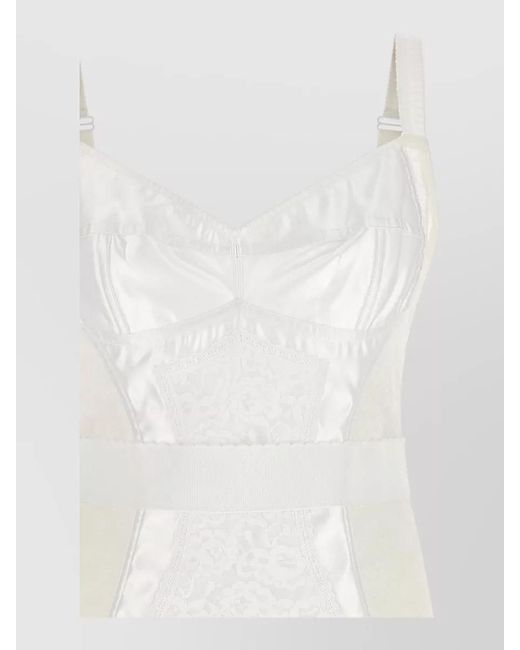 Dolce & Gabbana White Lace Panel Corsetry Nightdress