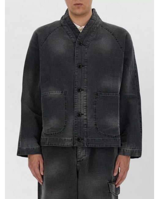 YMC Black Erkin Jacket Long Sleeves Front Pockets for men