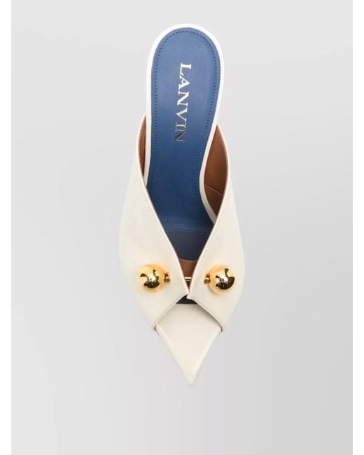 Lanvin Blue Mules Pumps Neutrals Peep Toe Pointed