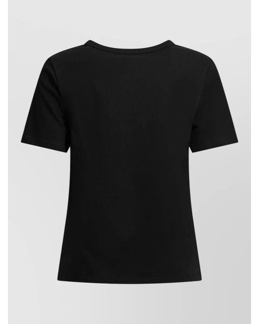 Ines De La Fressange Paris Black Crew Neck Plain Short Sleeve Top