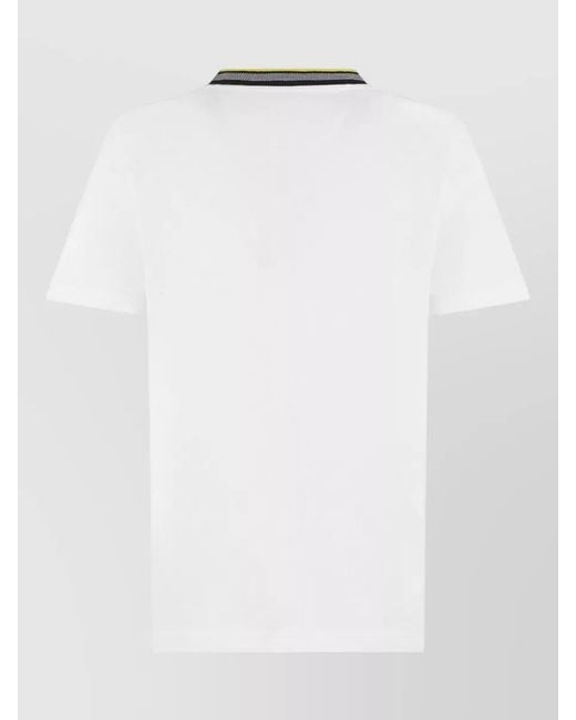 Boss White Cotton Polo Shirt Short Sleeves Contrast Collar for men