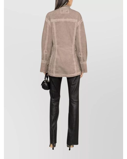 Blumarine Natural Eyelet Denim Fitted Jacket