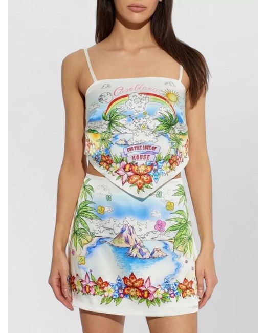 Casablanca White Silk Satin Scarf Style Mini Dress Top