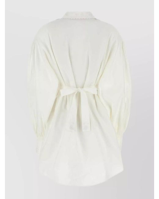 Valentino Garavani White Cotton Linen Silk Shirt Dress