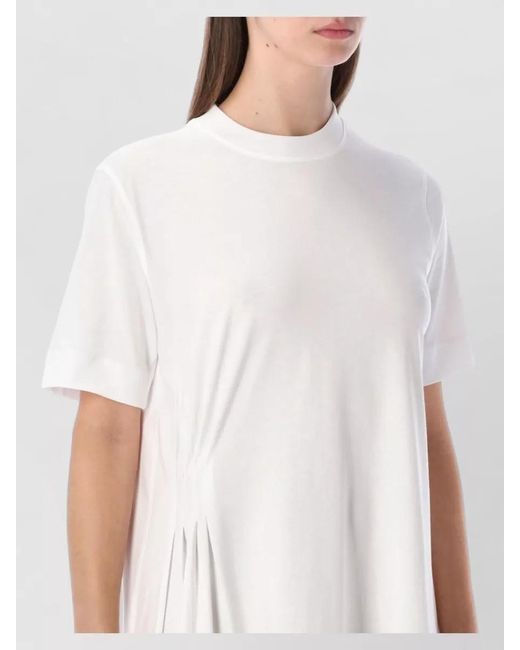 Loulou White Cotton Asymmetric Draped Knee-Length Dress