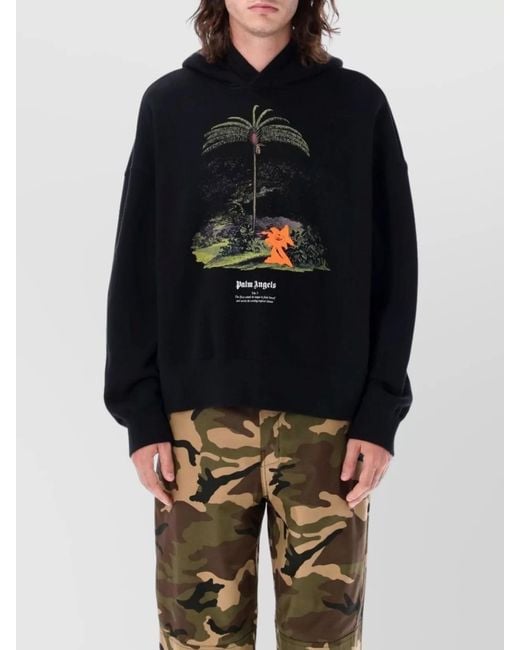 Palm Angels Blue Regular-Fit Hoodie for men
