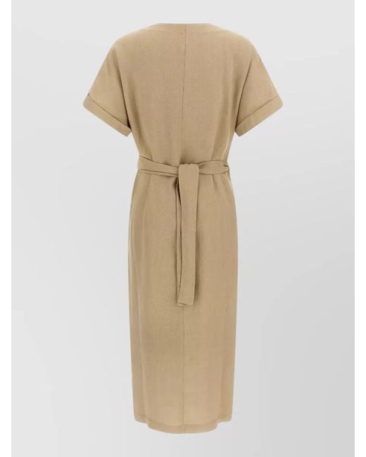 Brunello Cucinelli Natural Wrap Midi Dress