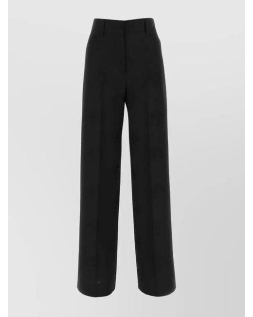 Burberry Black Wool Blend Wide-Leg Trousers