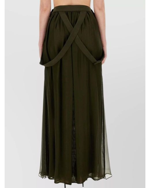 Max Mara Green Silk Pleated Skirt
