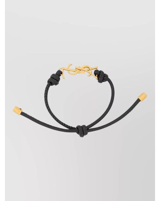 Saint Laurent Multicolor Cassandre Leather Cord Bracelet Knot Detail