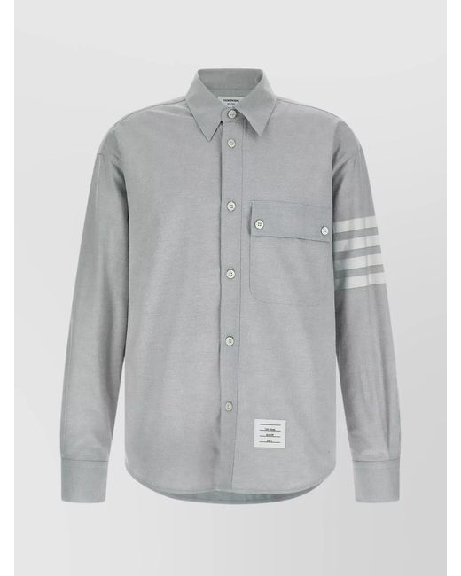 Thom Browne Gray Cotton Flannel Shirt for men