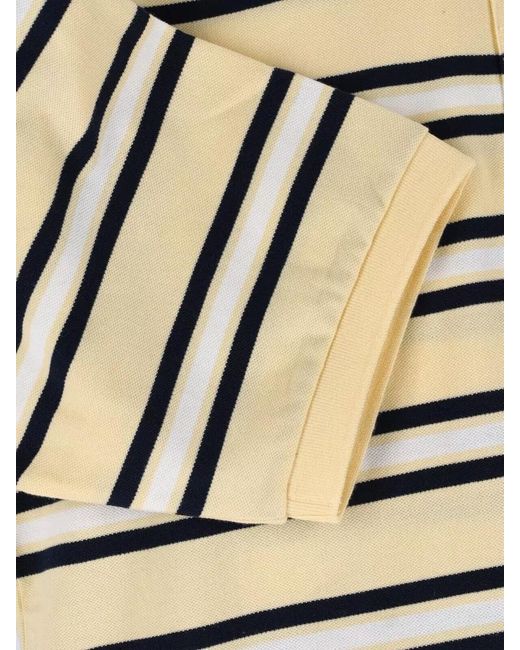 DUNST Natural Striped Polo Collar Top Regular Fit