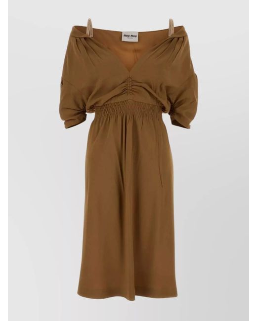 Miu Miu Natural Crepe Midi Dress