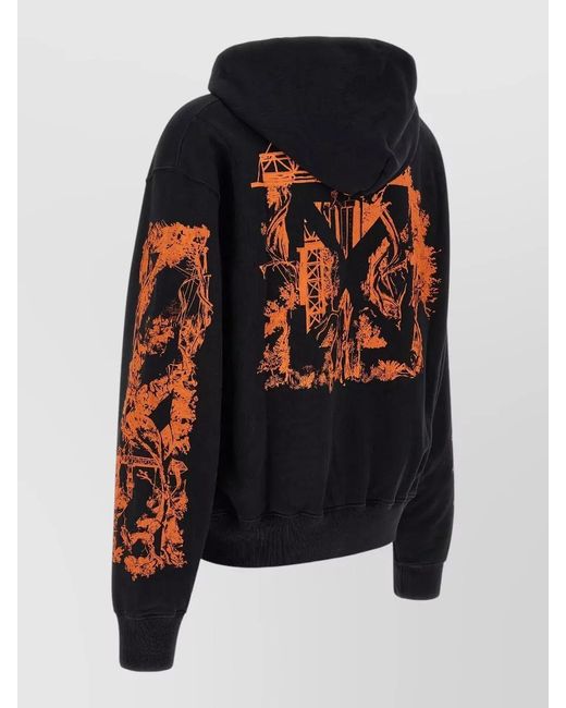 Off-White c/o Virgil Abloh Black Urban Nature Graphic Hoodie Long Sleeve for men