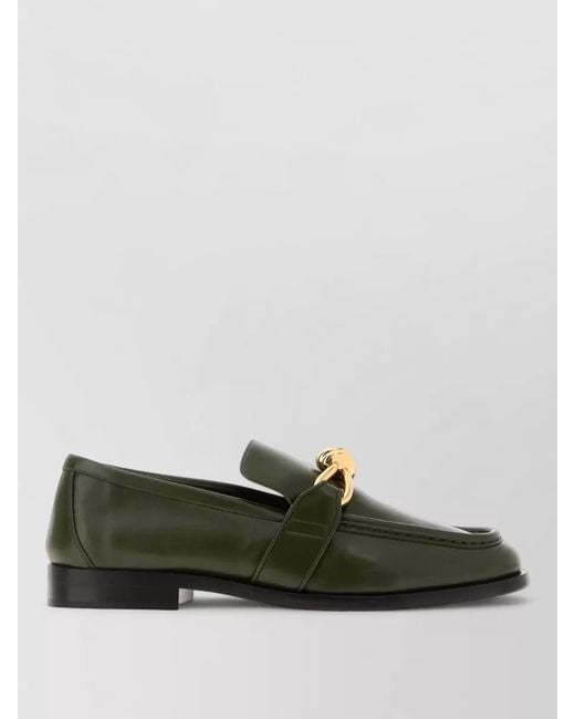 Bottega Veneta Green Astaire Leather Loafers Tone Hardware