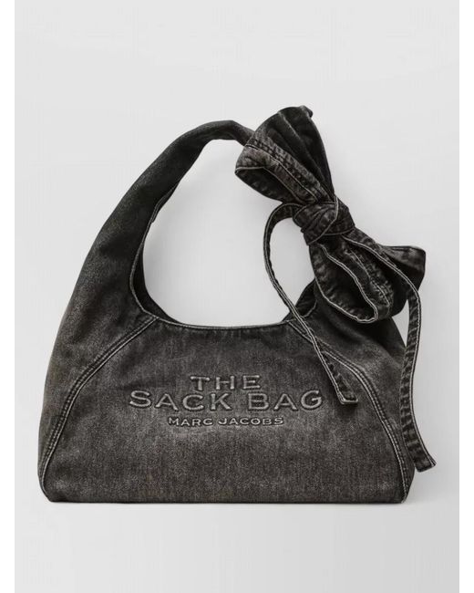 Marc Jacobs Black The Sack Denim Shoulder Bag Bow Detail