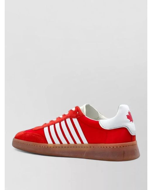 DSquared² Red Low Top Sneakers Leather Stripes Sole for men