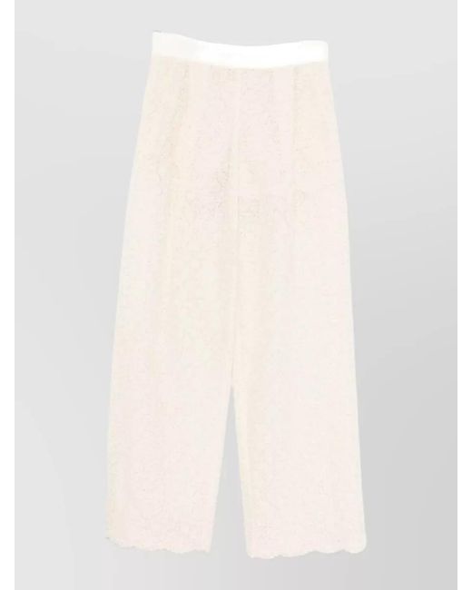 Ermanno Scervino White Embroidered Wide-Leg Trousers