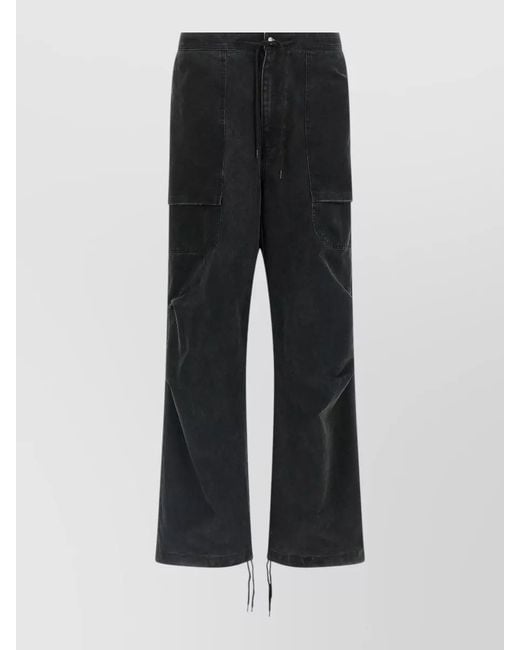 Entire studios Black Cotton Wide-Leg Cargo Trousers for men