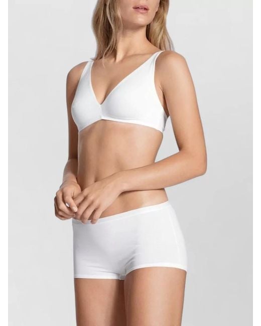 Calida White Seamless Mid Rise Underwear Elastic Waistband