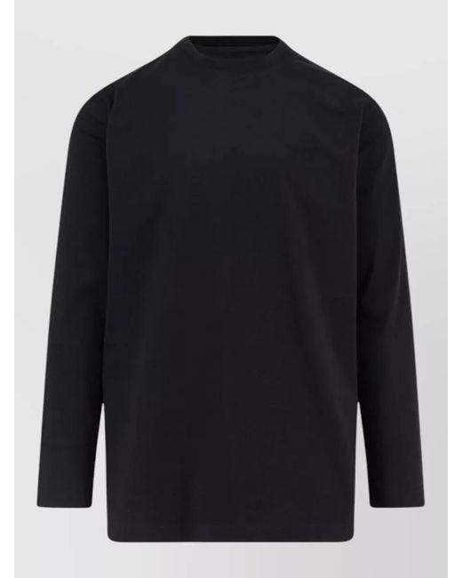 Y-3 Blue Cotton Long-Sleeve Logo-Print T-Shirt for men