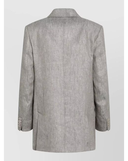 Max Mara Gray Tailored Jacket Notch Lapel Buttoned Cuffs
