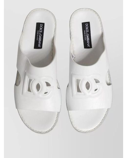 Dolce & Gabbana White Leather Slides for men