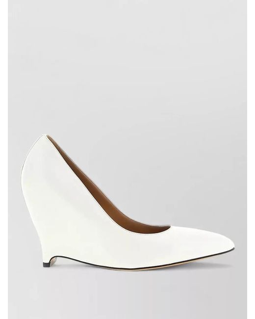 Maison Margiela White Pointed Toe Pumps Seam Detailing Wedge Heel