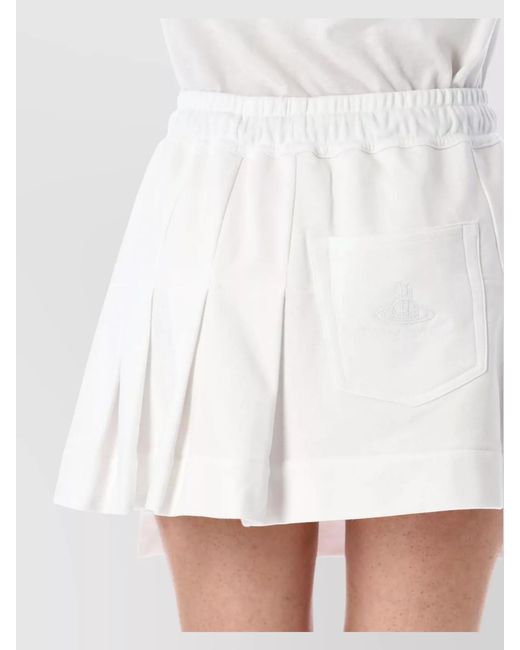 Vivienne Westwood White Cotton Asymmetric Pleated Mini Skirt