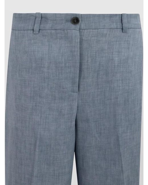 P.A.R.O.S.H. Blue High Waist Trousers Belt Loops Wide Leg