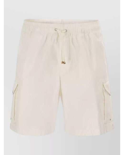 Brunello Cucinelli Natural Cotton Shorts Elastic Waistband Multiple Pockets for men