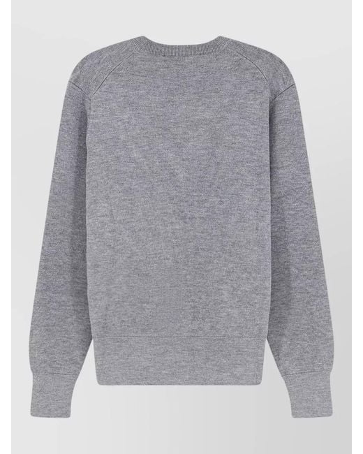 AMI Gray V Neck Knit Sweater Long Sleeves for men