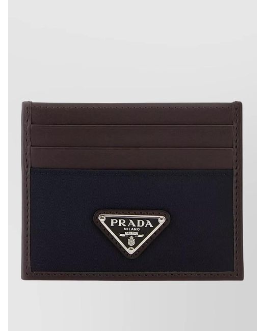 Prada Blue Leather Card Holder for men