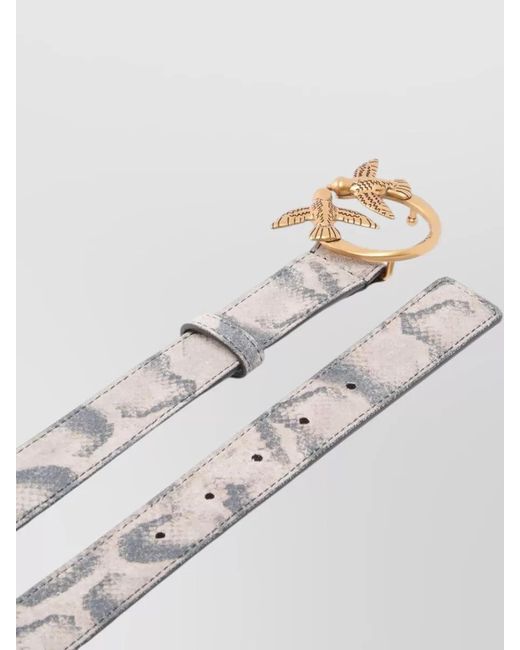 Pinko Gray Belt Goldtone Buckle Nylon Silk Snake