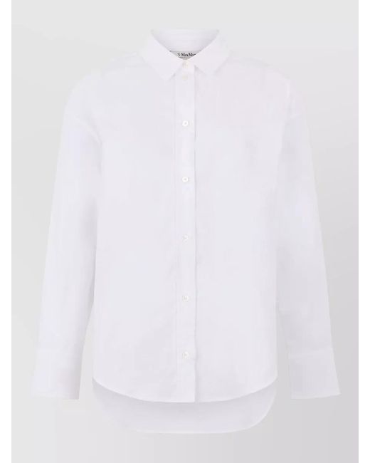Max Mara White Cotton Tailored Shirt Long Sleeves