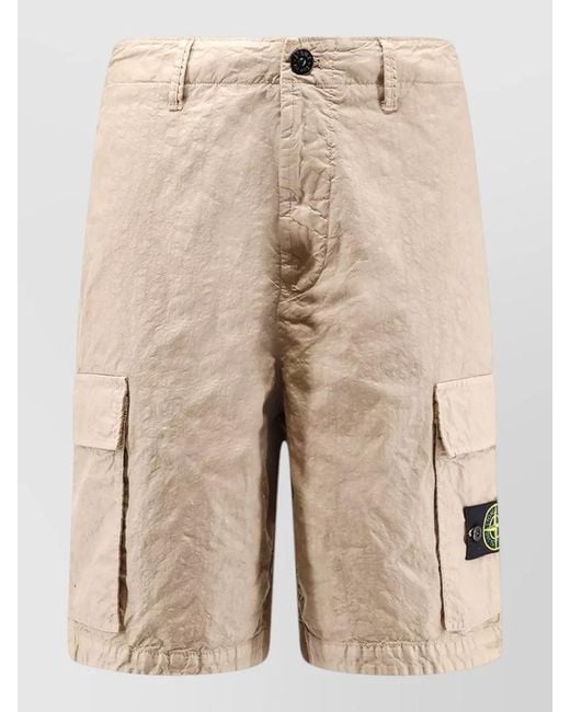 Stone Island Natural Nylon Relaxed-Fit Cargo Bermuda Shorts for men