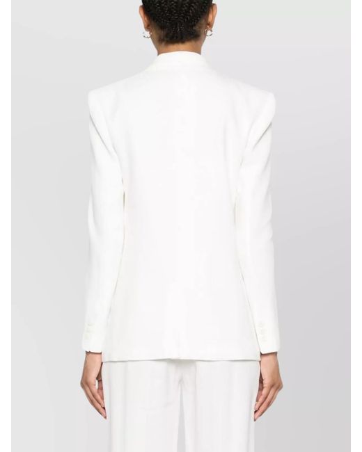 Elisabetta Franchi White Linen Blend Double-Breasted Blazer