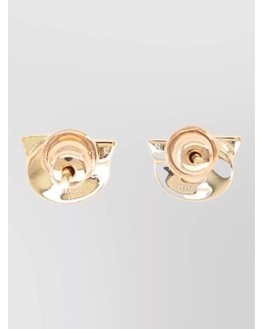 Ferragamo Natural Stud Earrings Metallic Finish Modern Design