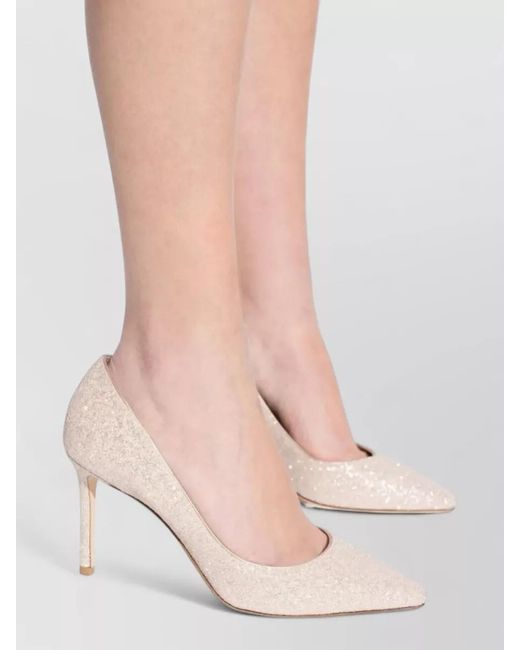 Jimmy Choo Natural Romy 85 Pointed Toe Glitter Pumps