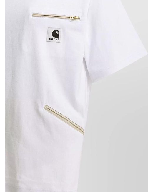 Sacai Blue Carhartt Wip Crew Neck Zip Pocket T-Shirt for men