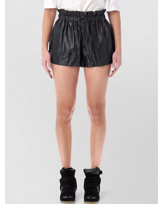 Isabel Marant Black Faux Leather Relaxed-Fit Shorts