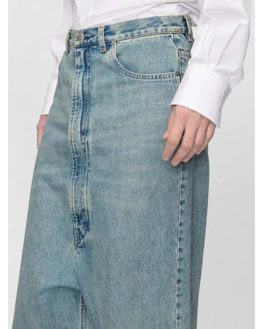 Maison Margiela Blue High Waist Wide Leg Denim Trousers for men